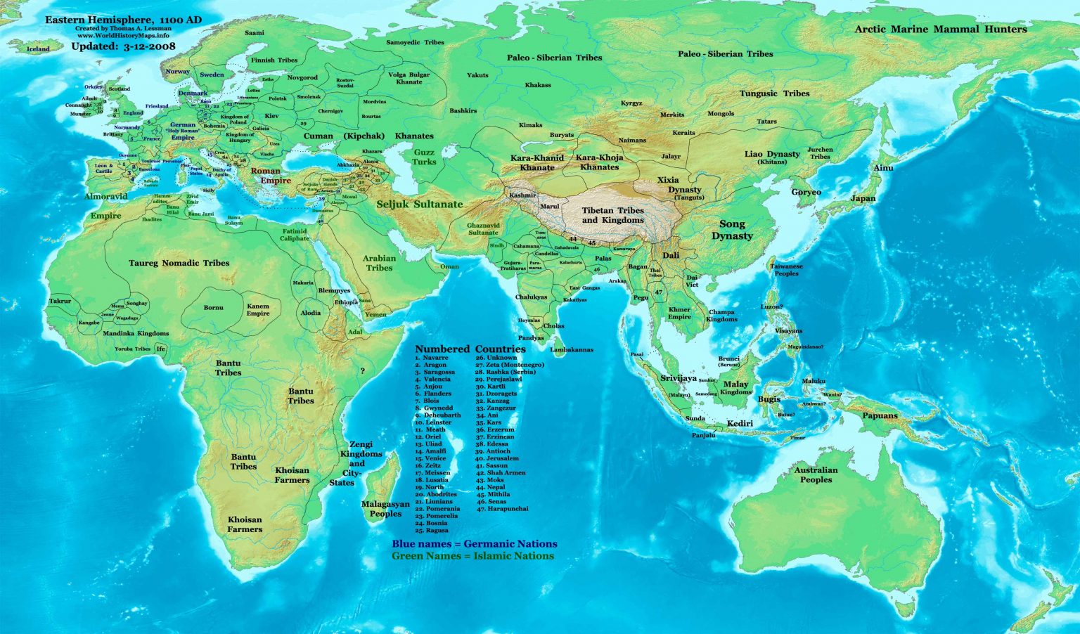 World map 1100 AD - World History Maps