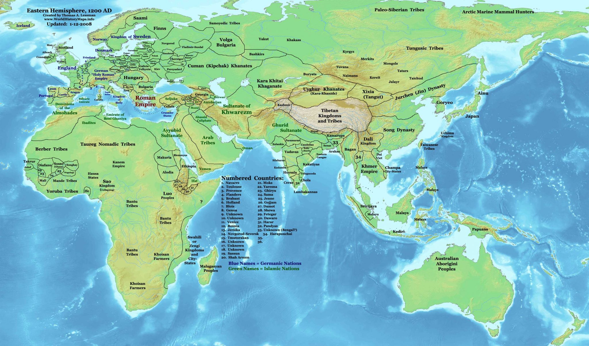World map 1200 AD - World History Maps