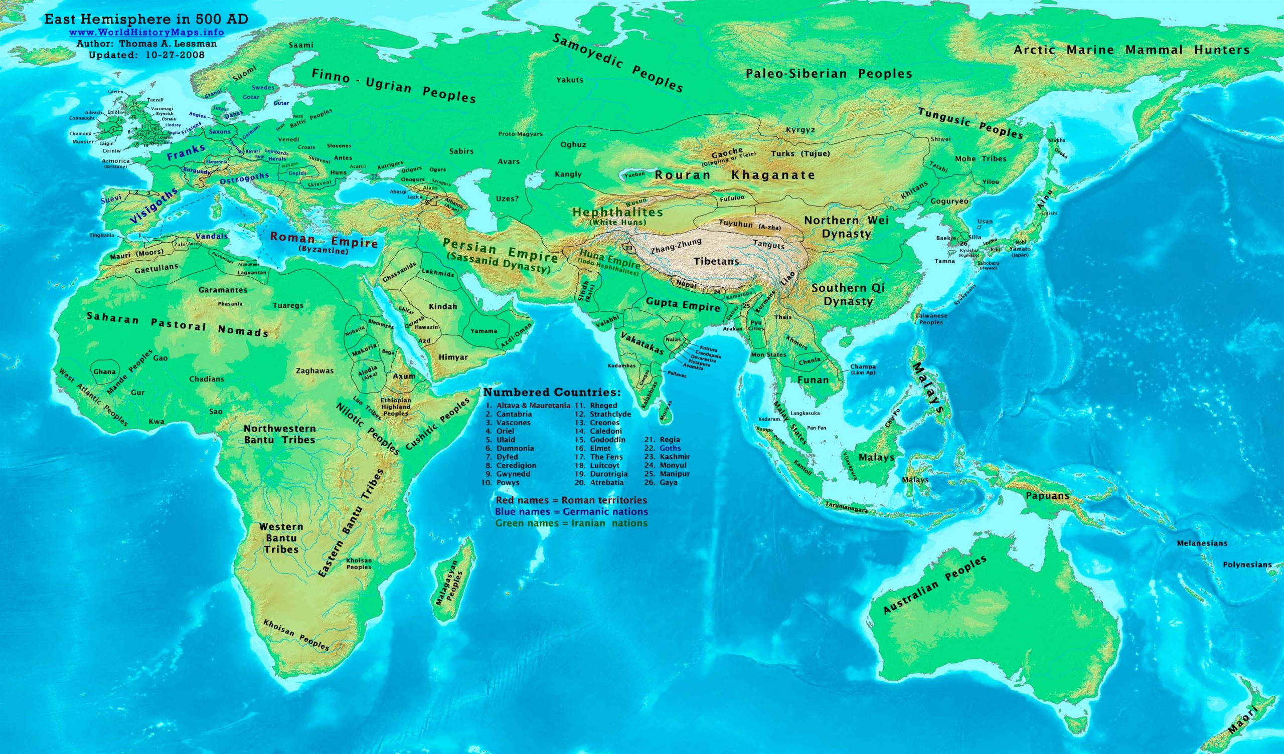 World map 500 AD - World History Maps